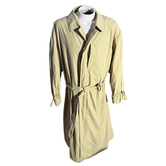 Bugatti Other - Vintage 1980s Bugatti Germany Trench Coat Khaki Belted Raincoat 54 Iridescent